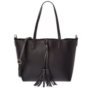 Italian Leather Romy Leather Top Handle Bag, Black